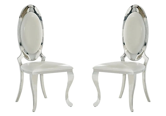 Lot 4 Chaises médaillon chromé blanc ÉVI New Design