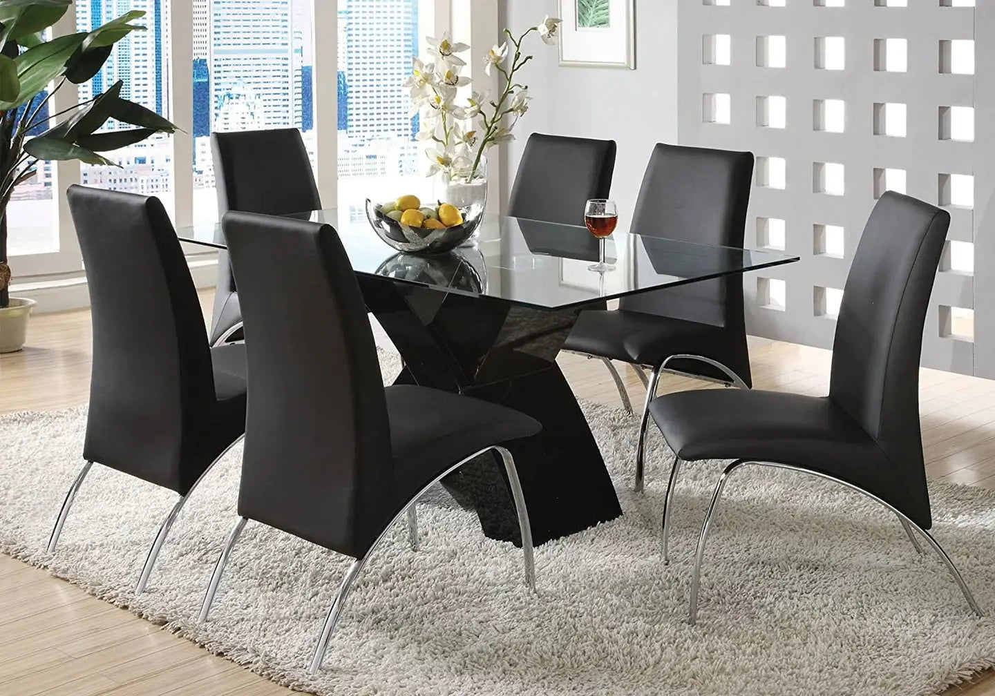 Lot 4 chaises chromé simili noir ROY New Design