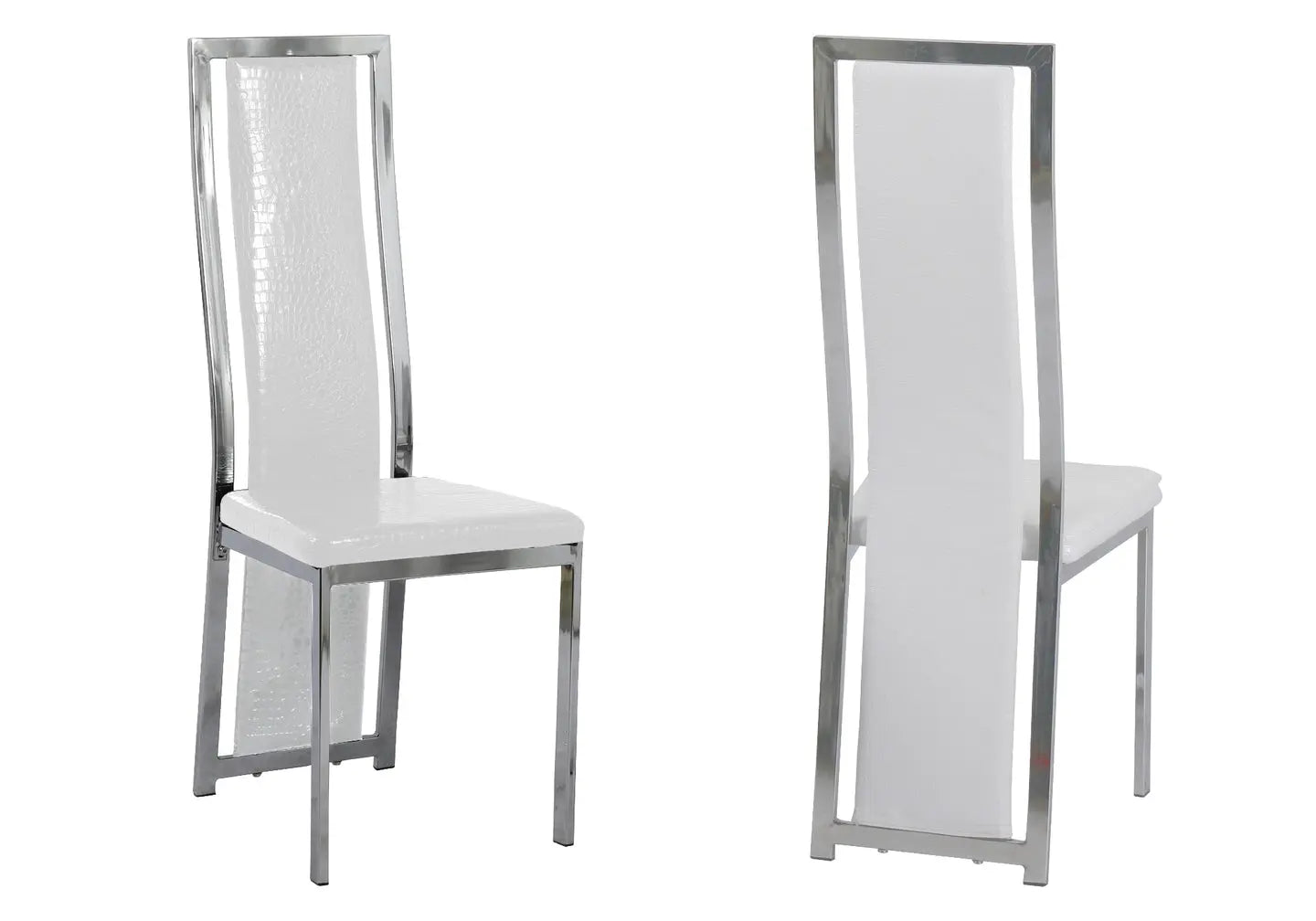 Lot 6 chaises chromé croco blanc DIA New Design