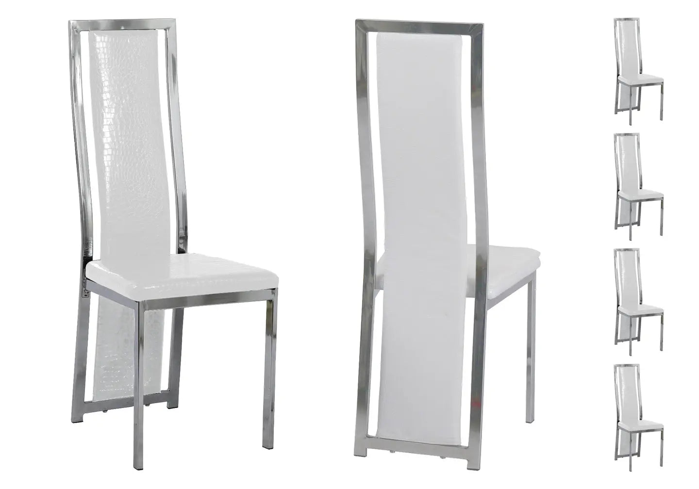 Lot 6 chaises chromé croco blanc DIA New Design