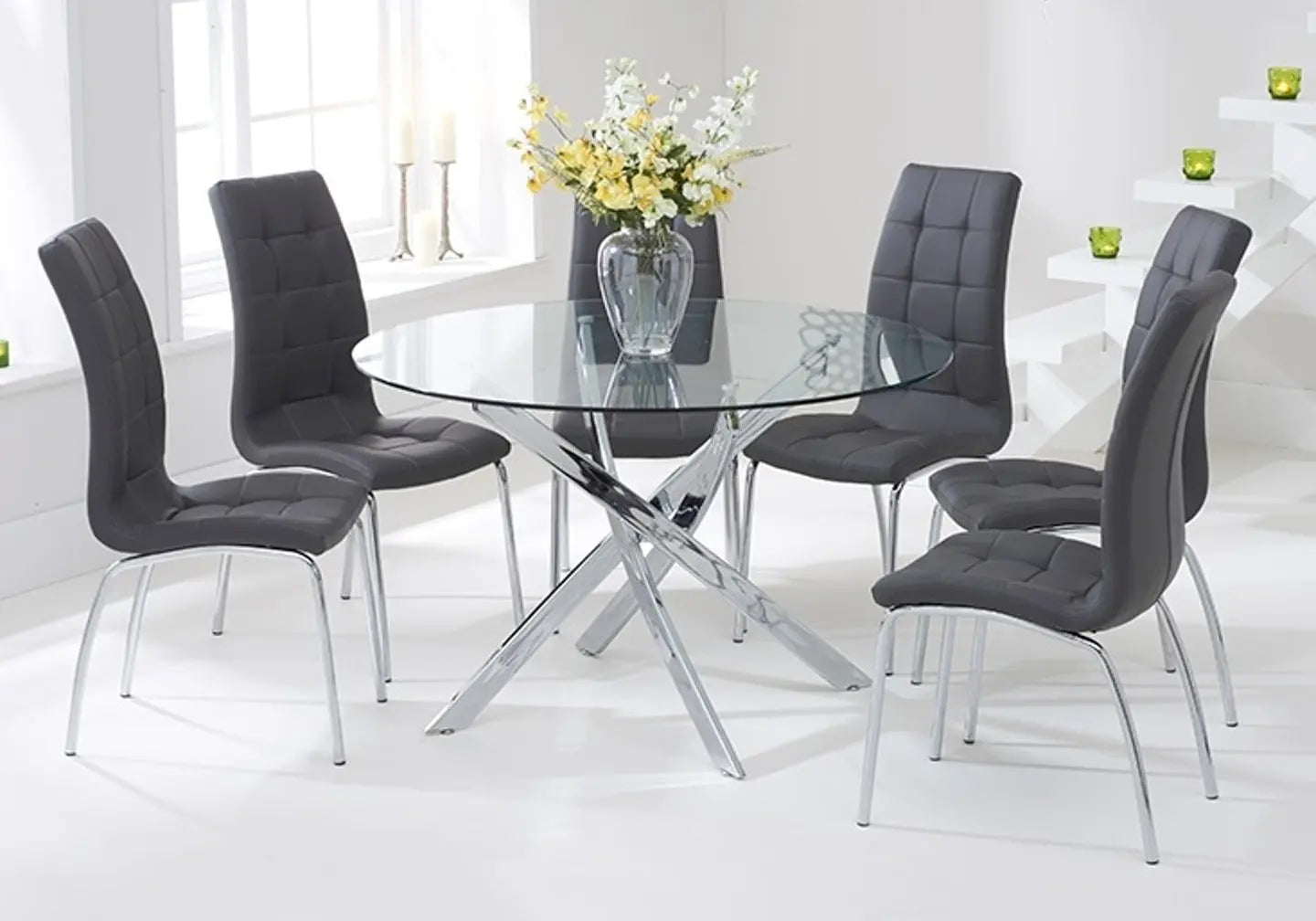 Lot 6 chaises chromé gris DEA New Design