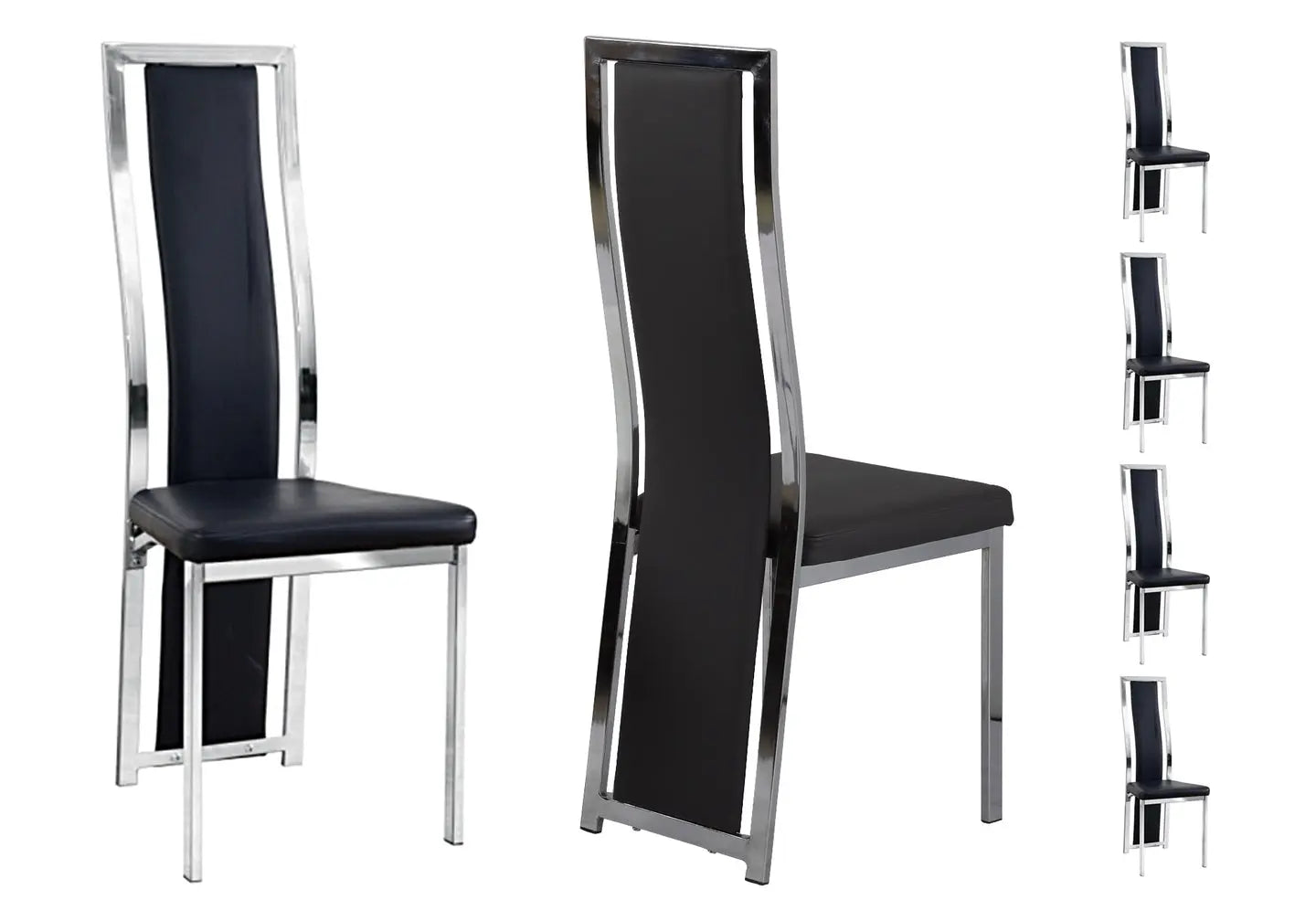 Lot 6 chaises chromé noir DIA New Design