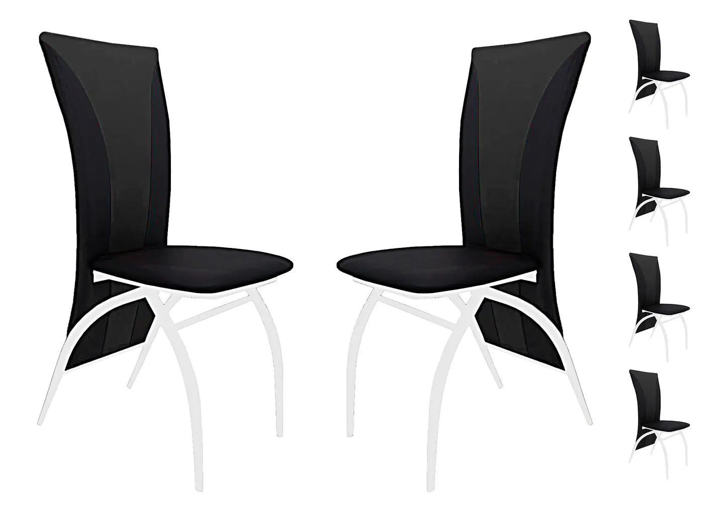 Lot 6 chaises chromé simili noir IVO New Design