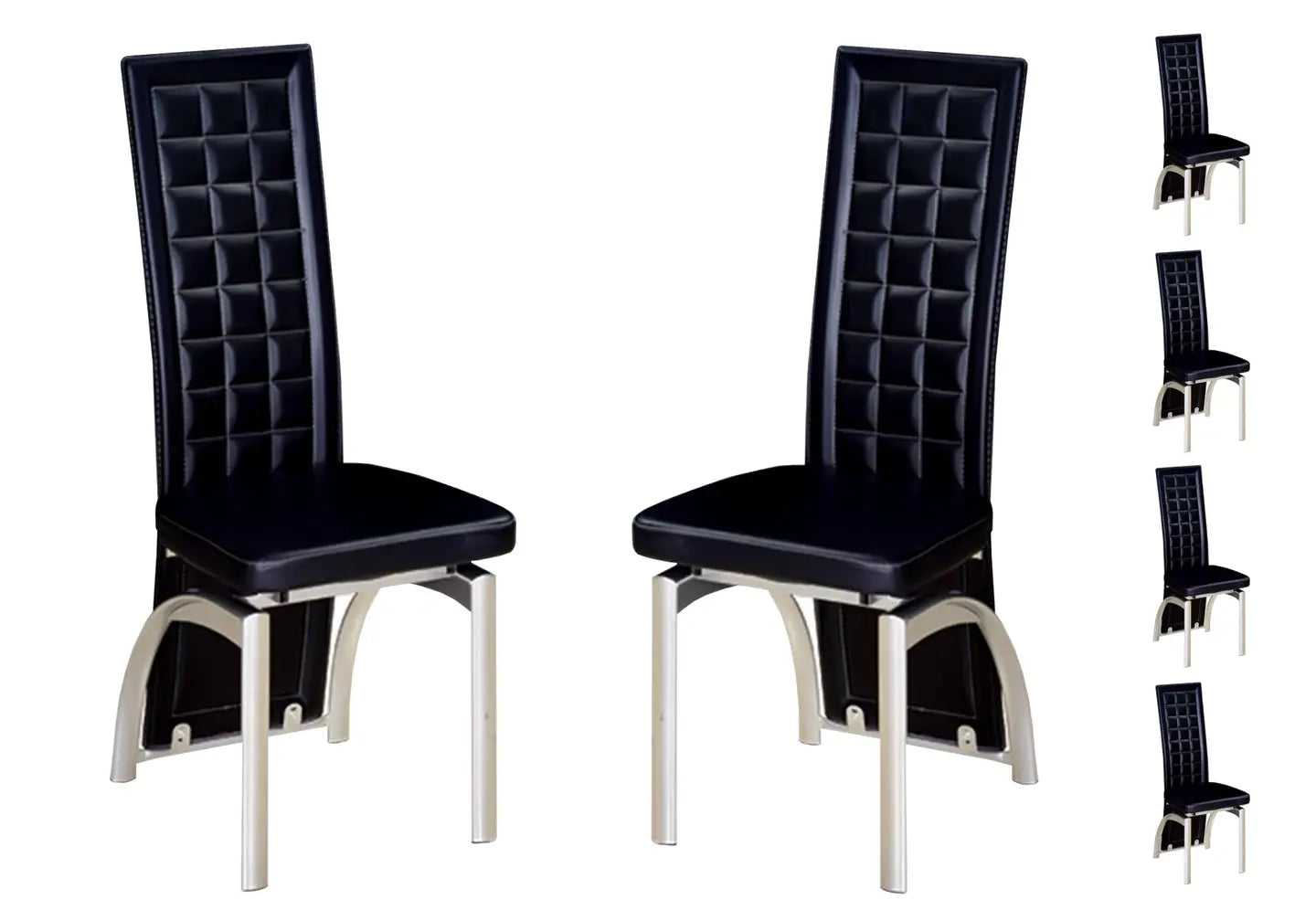 Lot 6 chaises chromé simili noir LITE New Design