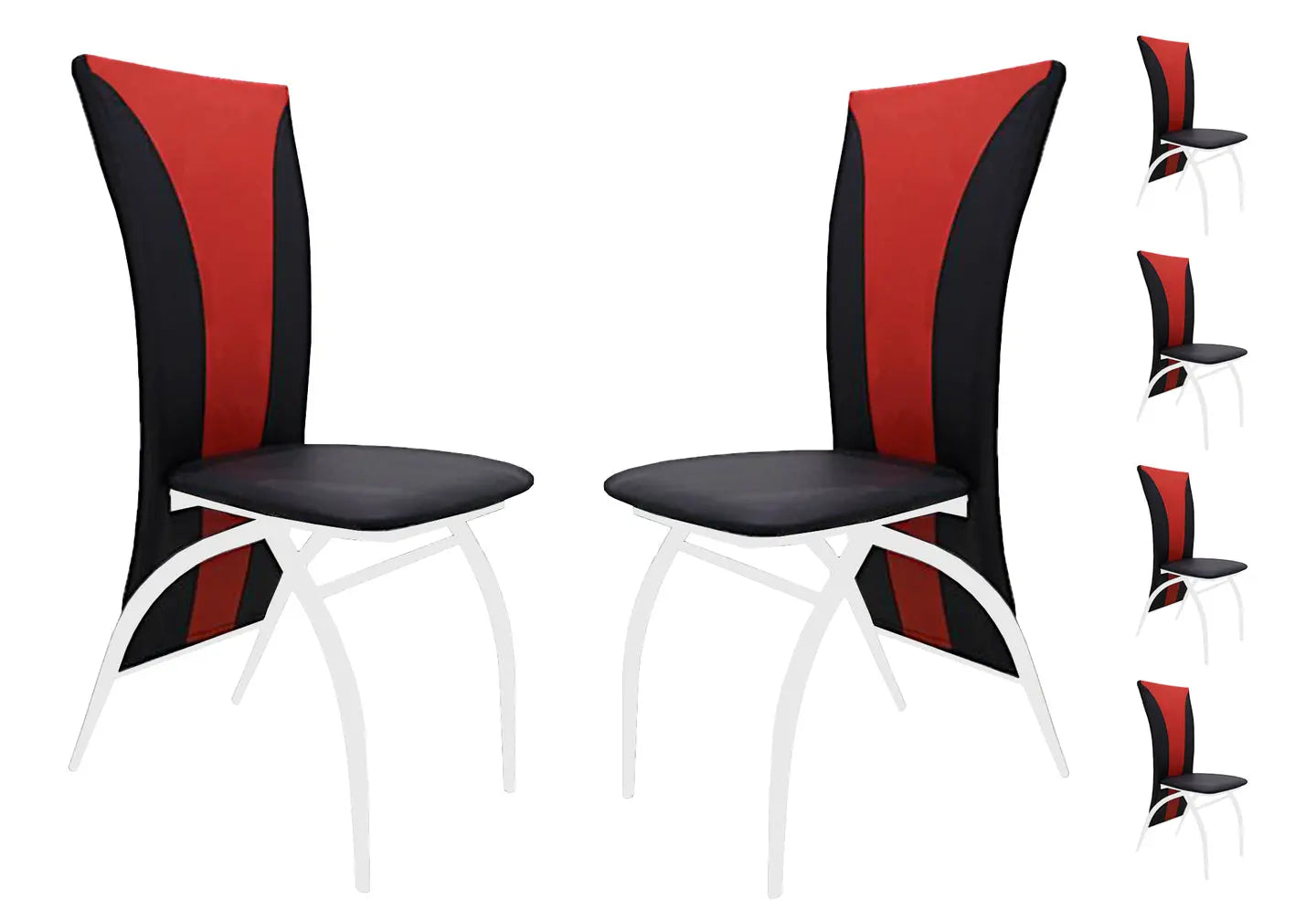 Lot 6 chaises chromé simili rouge IVO New Design