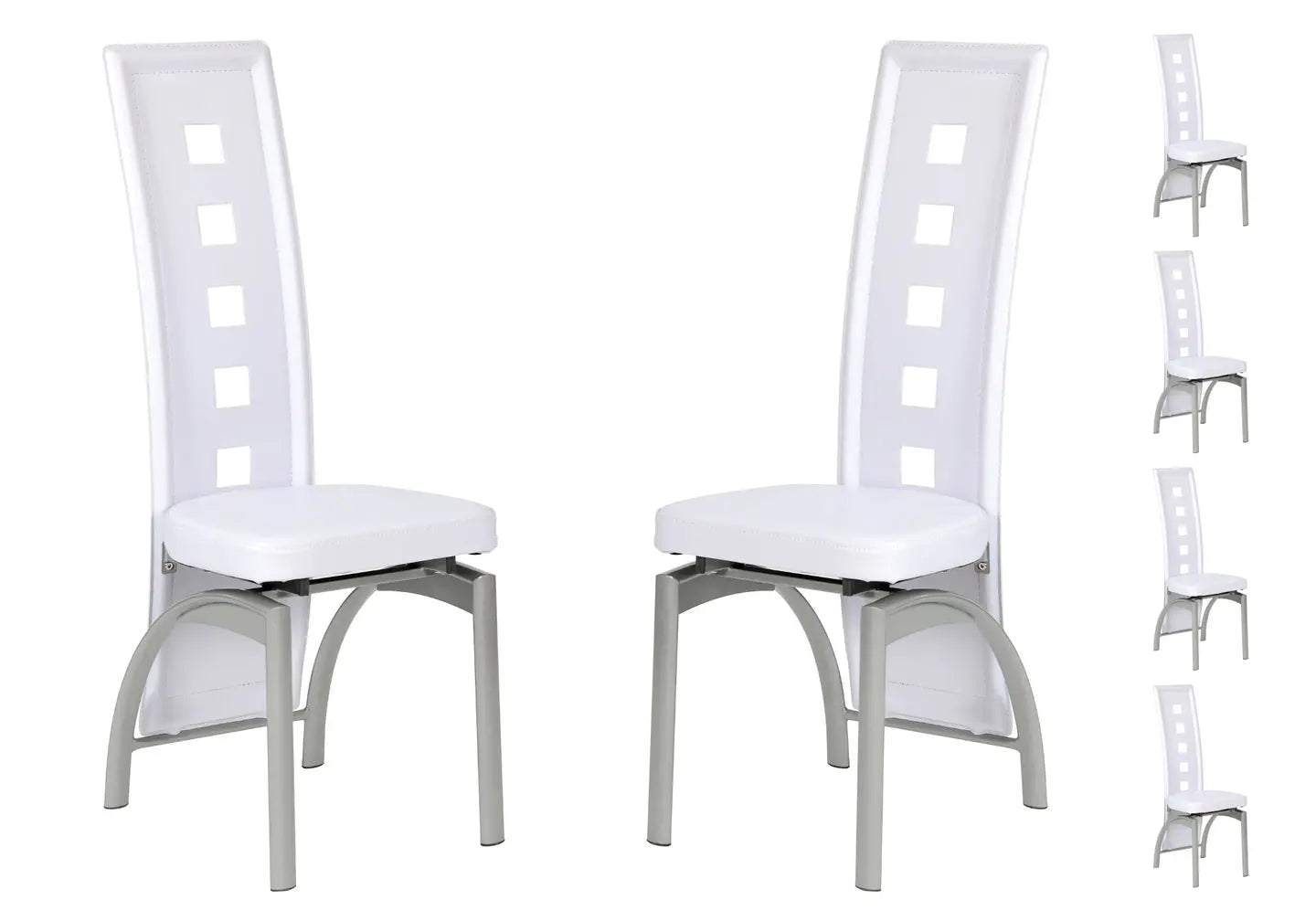 Lot 6 chaises métal simili blanc LINE New Design