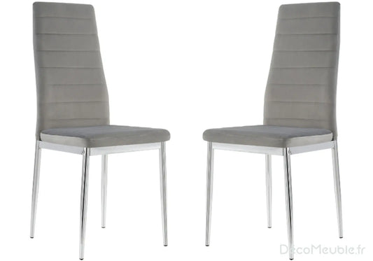 Lot 6 chaises velours gris chromé FLY New Design