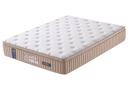 Ensemble lit coffre intégré tissu chenille taupe et matelas 7 zones - Enzo