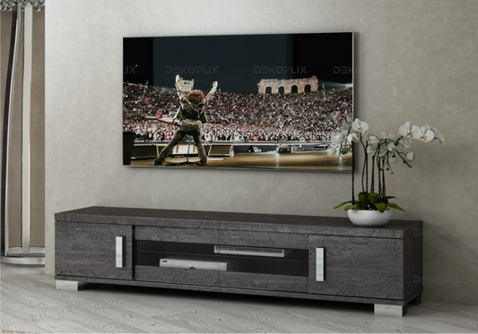 Meuble TV Bouleau Gris Design Contemporain – Sarah Italien Status