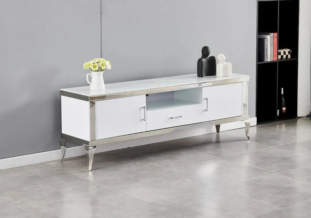 Meuble banc tv marbre blanc MANON New Design