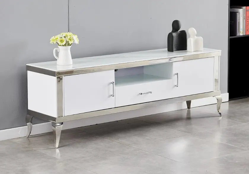 Meuble banc tv marbre blanc MANON New Design