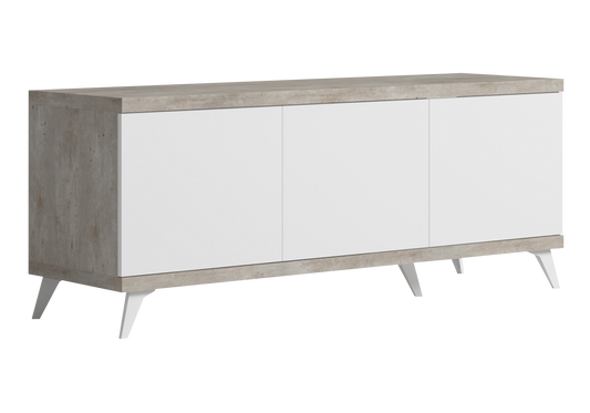 Meuble TV blanc laqué effet béton – Treviso