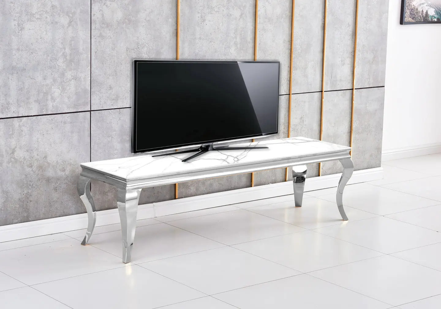 Meuble tv chromé marbre blanc NEO New Design