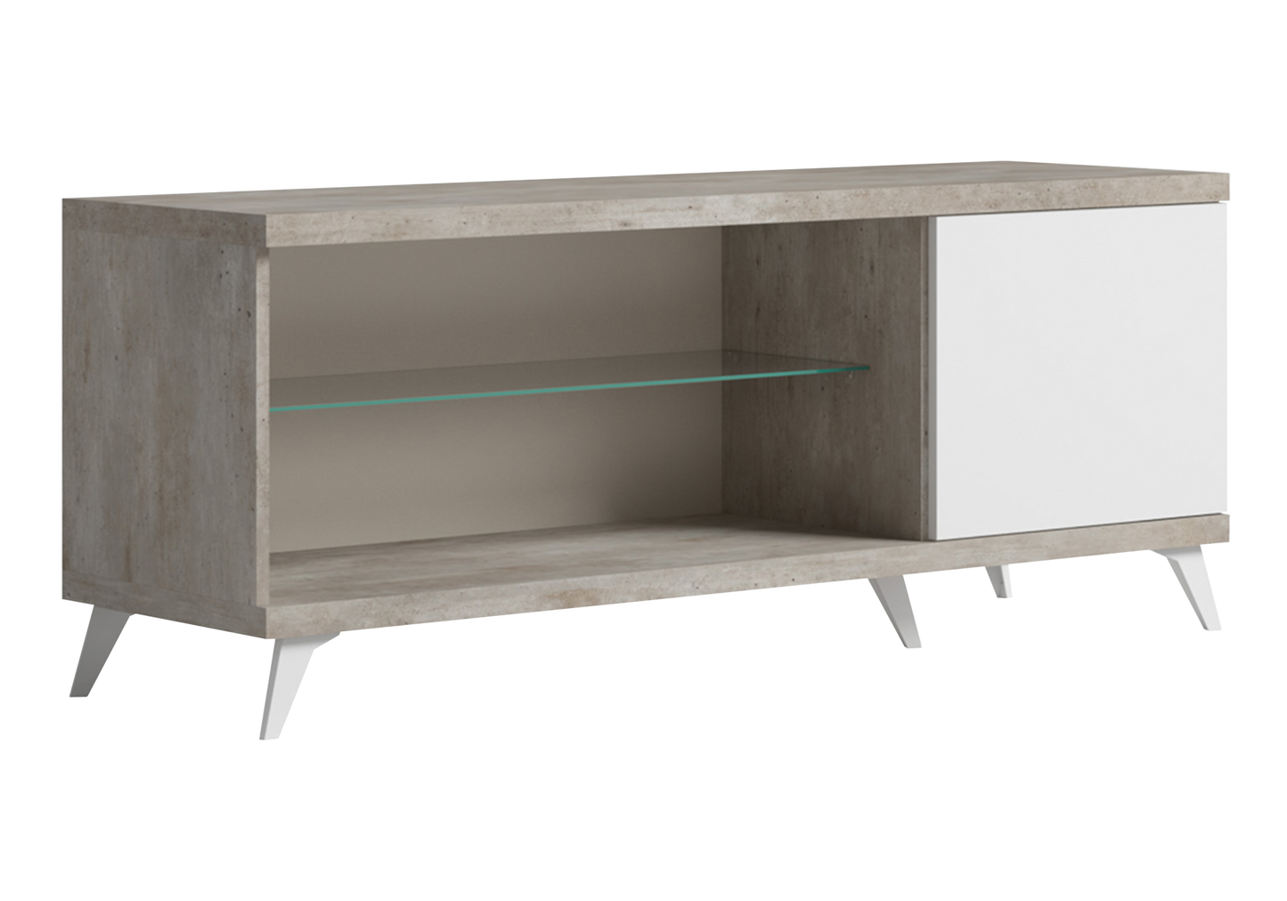 Meuble TV blanc laqué béton avec niche – Treviso