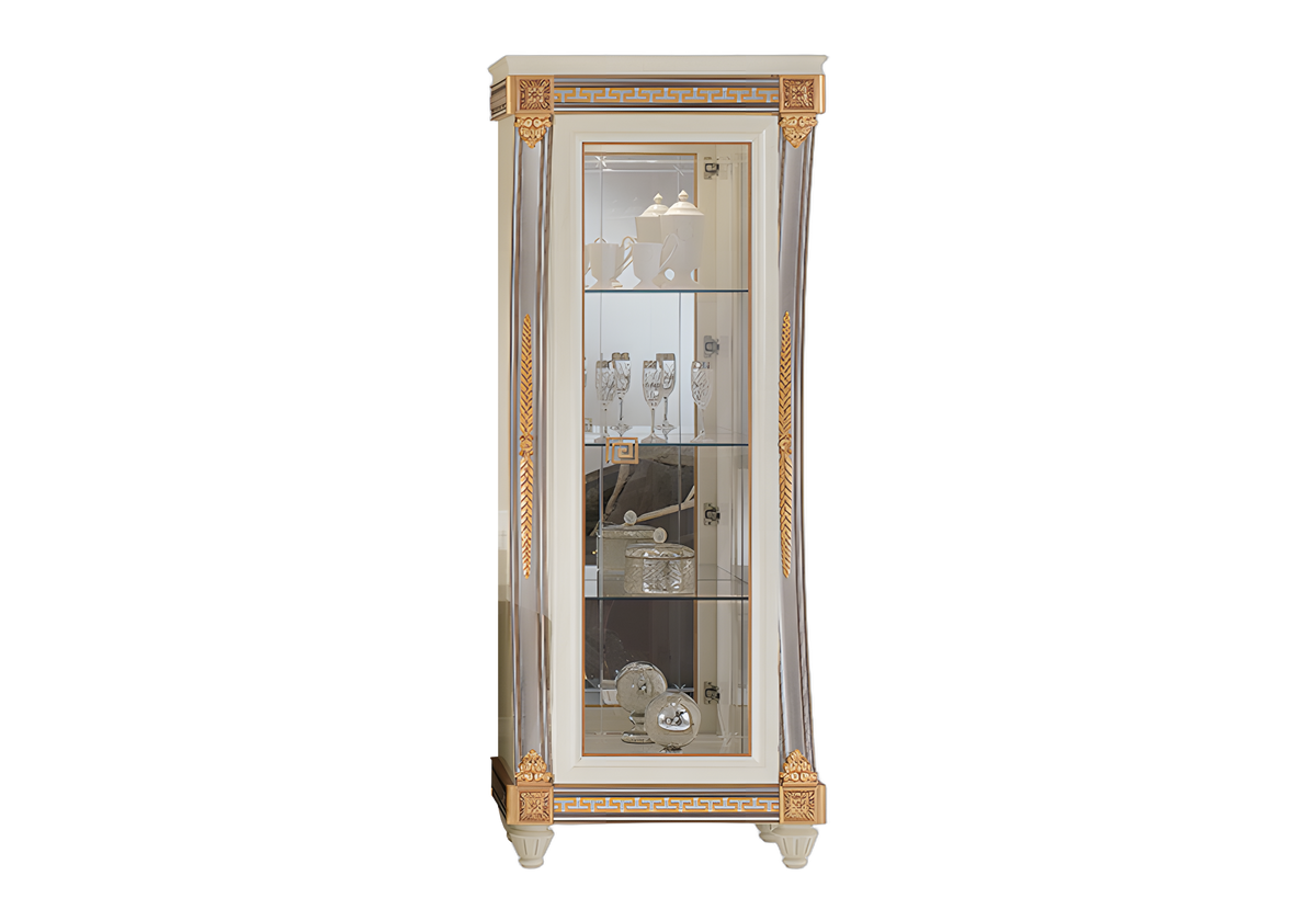Vitrine d'exposition 1 portes en verre et blanc laqué - Liberty