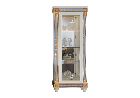 Vitrine d'exposition 1 portes en verre et blanc laqué - Liberty