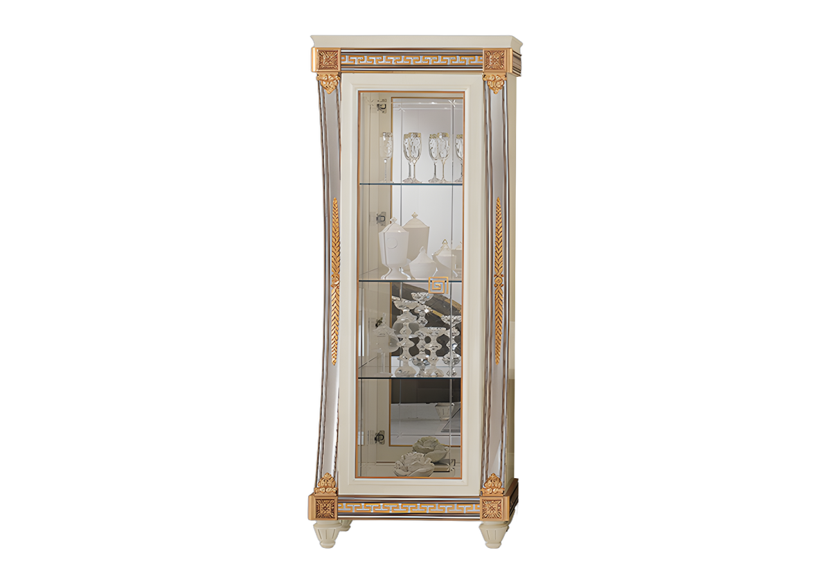 Vitrine d'exposition 1 portes en verre et blanc laqué - Liberty