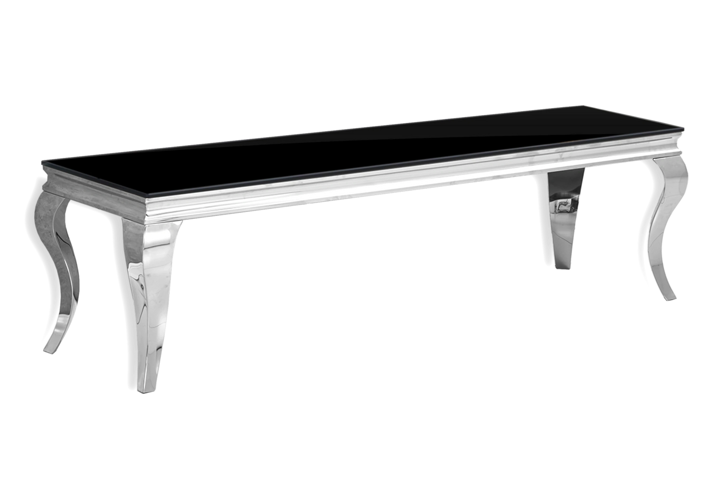 Meuble TV verre noir pied argent – NEO