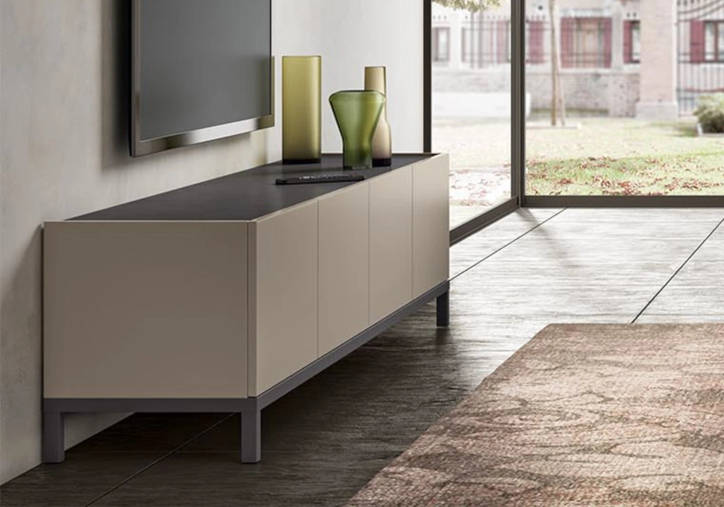 Kali - Meuble TV 4 Portes Design Italy Effet Marbre