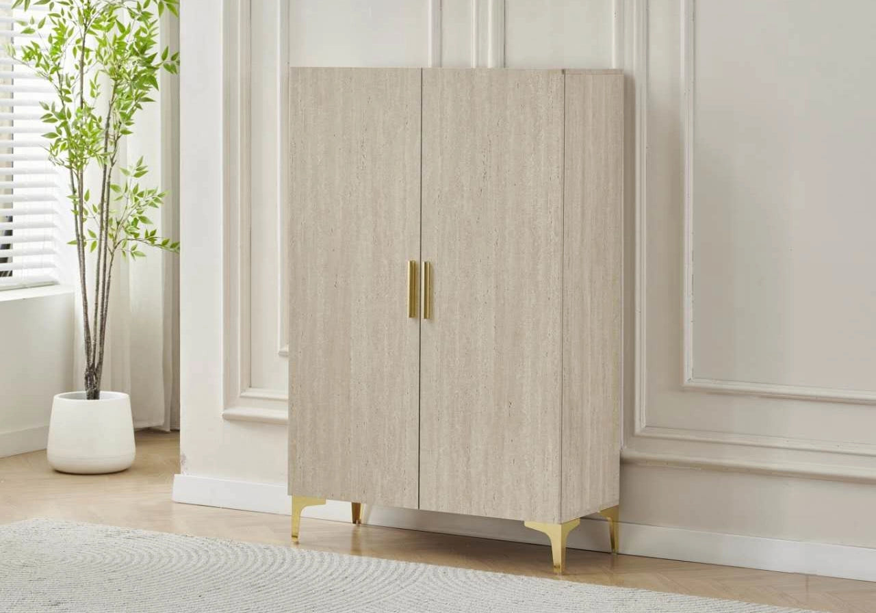 Meuble chaussure design travertin doré - MAYA