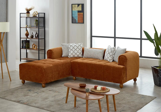 Mini canapé d’angle orange ZELVE pour une touche d’élégance et de confort