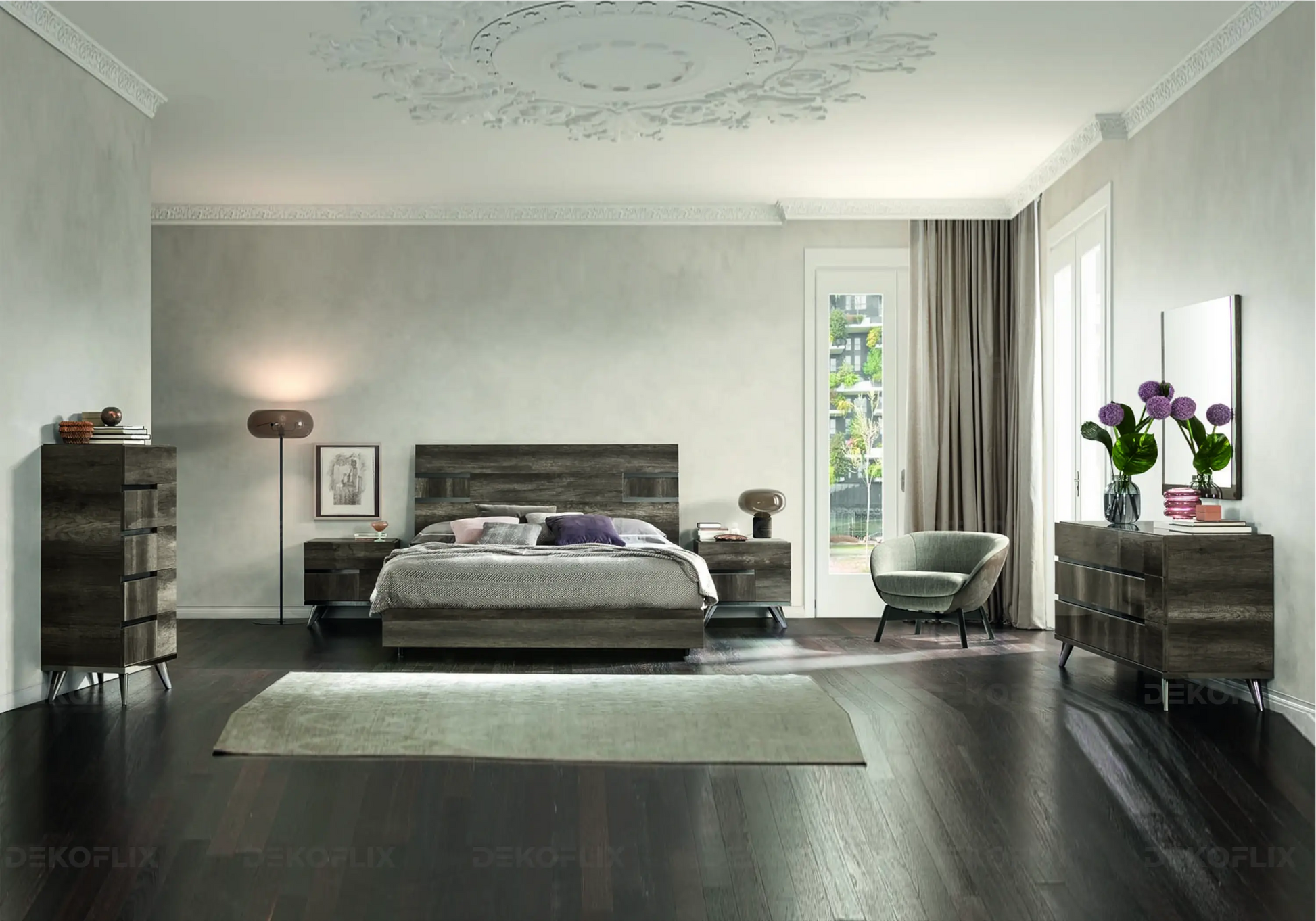 Miroir Chambre Bois Nostalgique Design Italien – Collection Medea Status
