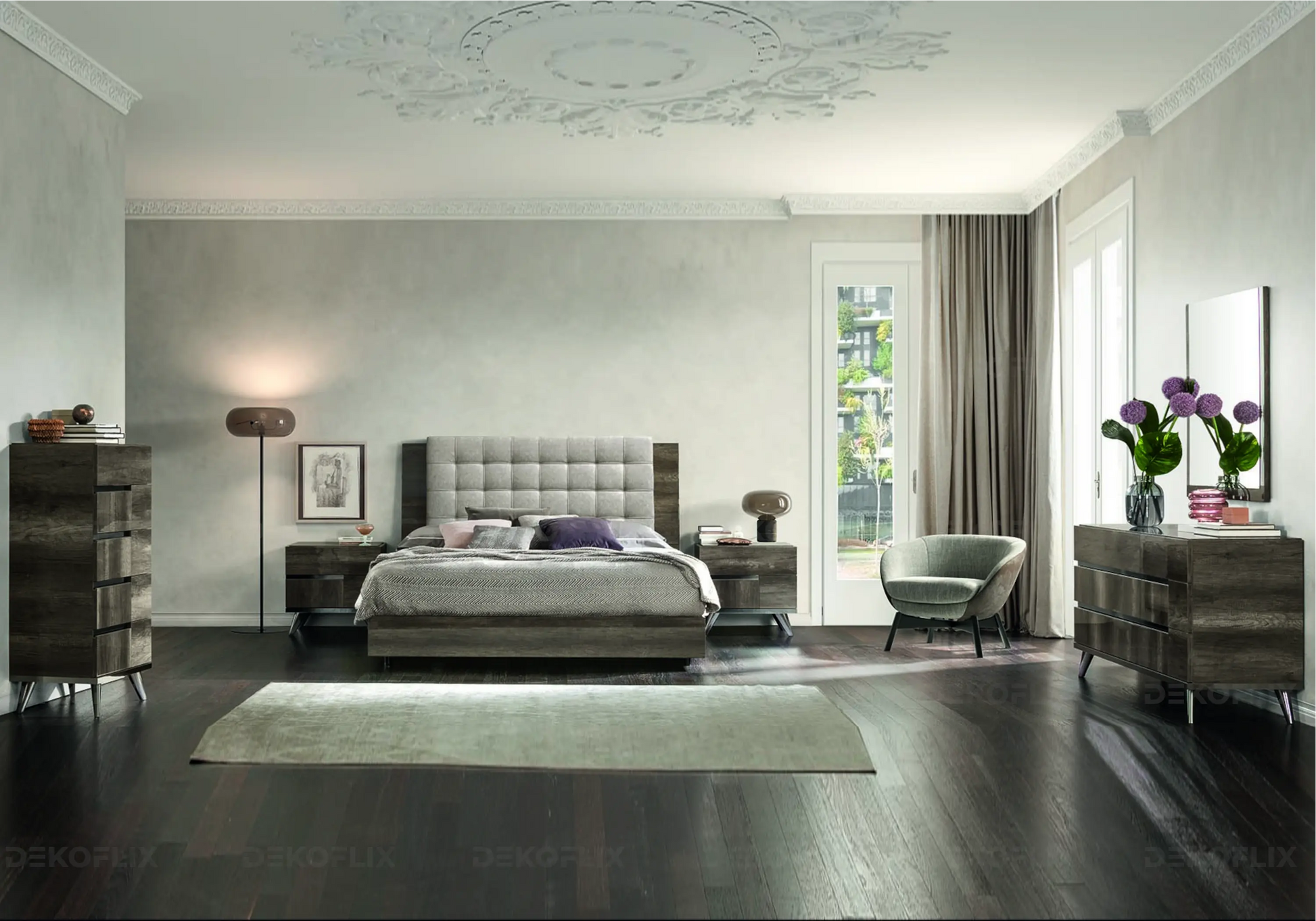 Miroir Chambre Bois Nostalgique Design Italien – Collection Medea Status