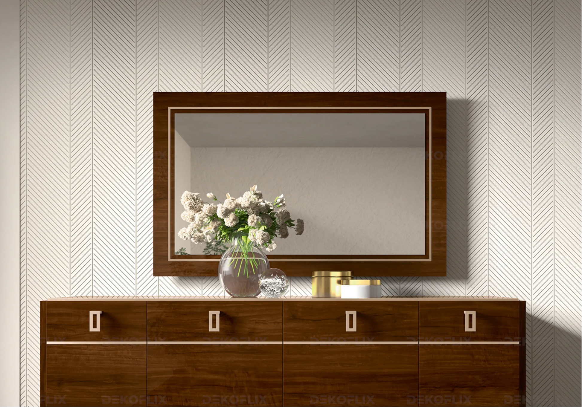 Miroir Mural Noyer Doré – Élégance Eva DEKOFLIX