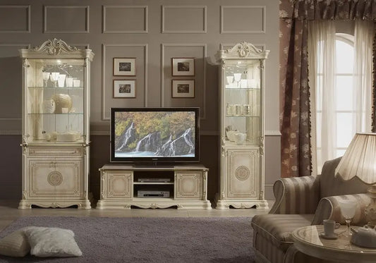 Mur TV baroque laqué beige GRETA Italian TM