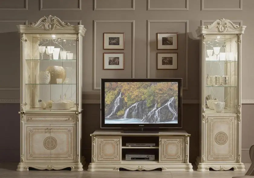 Mur TV baroque laqué beige GRETA Italian TM