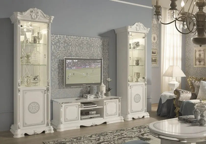 Mur TV baroque laqué blanc GRETA Italian TM