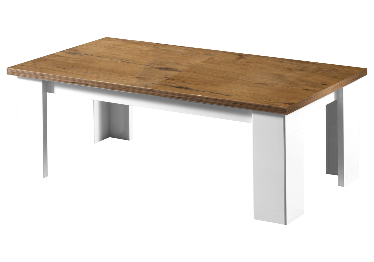 Ensemble mur TV laqué blanc & bois naturel – SARAH