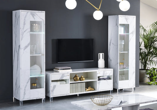 Mur TV design marbre blanc – VITTORIA