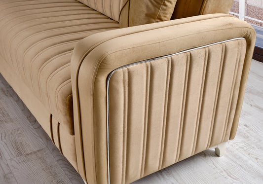 Canapé lit coffre rangement velours design – AURIA