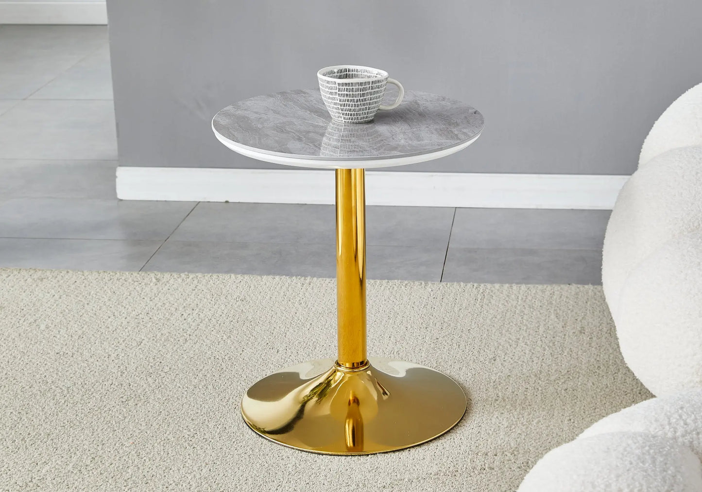 Petite table dorée céramique marbre blanc BOYE New Design