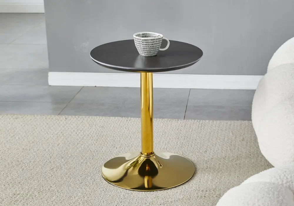 Petite table dorée céramique marbre blanc BOYE New Design