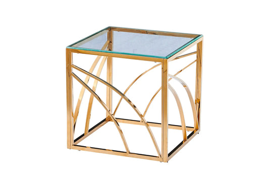 Petite table dorée en verre LEXIE New Design