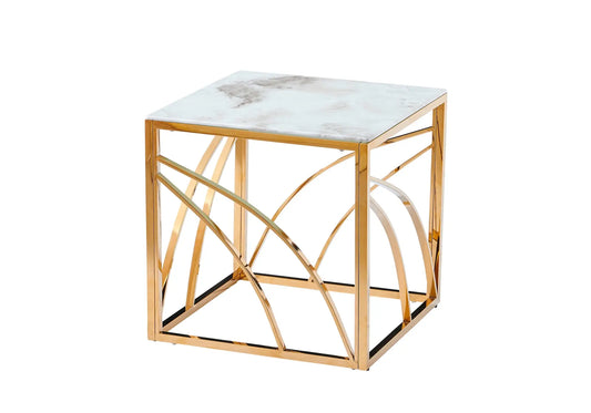 Petite table dorée marbre blanc LEXIE New Design