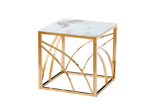 Petite table dorée marbre blanc LEXIE