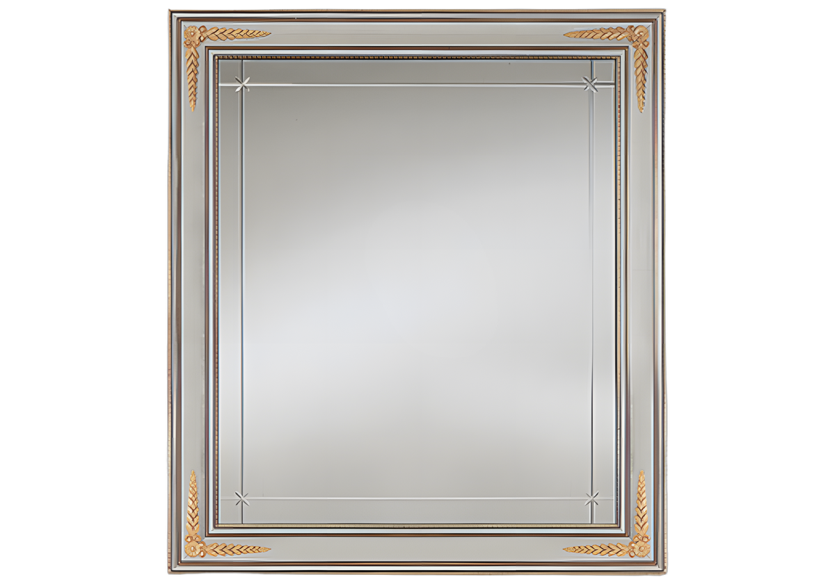 Petit miroir mural rectangulaire cadran blanc et doré - Liberty