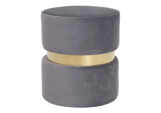 Pouf design doré velours gris ISY New Design