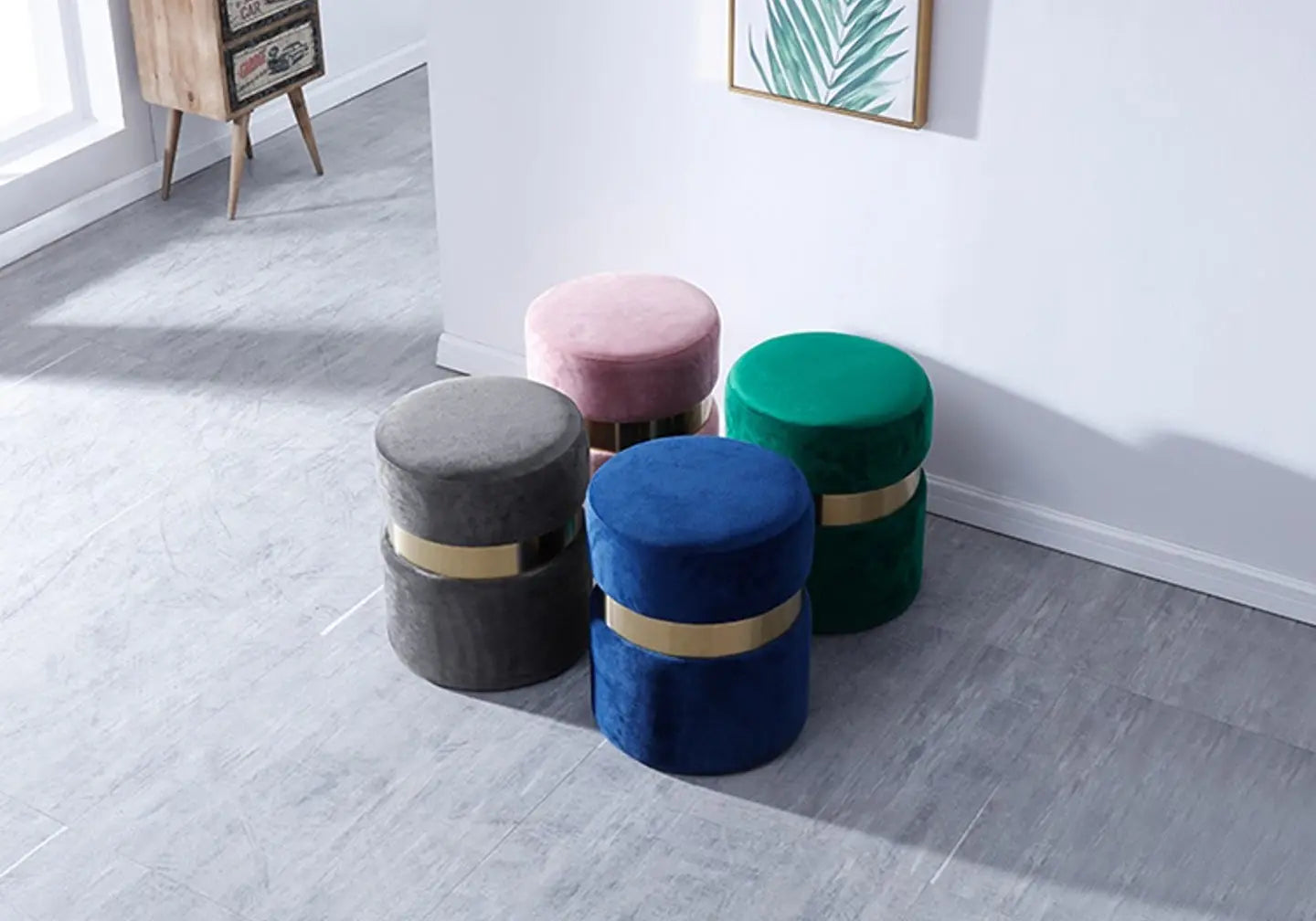 Pouf design doré velours noir ISY New Design