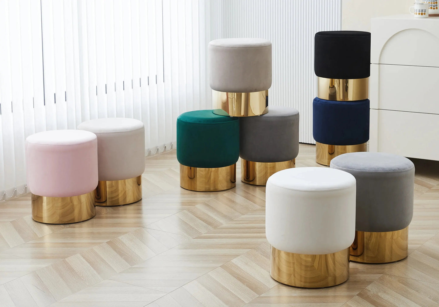 Pouf design doré velours rose LISY New Design