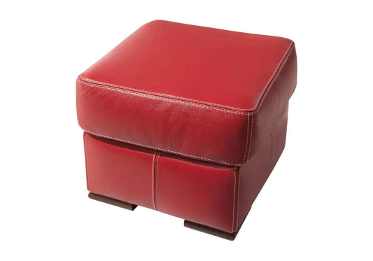 Pouf repose pied cuir rouge DOMINO - DEKOFLIX