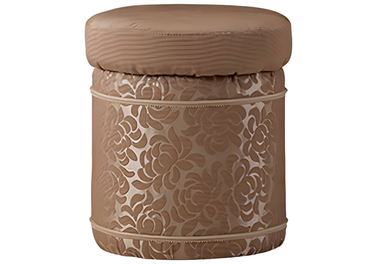Pouf de chambre rond tapissé tissu - Liberty