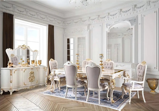 Opulence avec Salle à Manger Baroque Doré Blanc KELEBEK