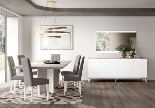 Salle à manger buffet miroir blanc béton – Treviso