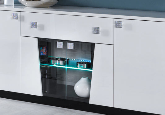 Salle à manger design laquée blanc noir – ELISA