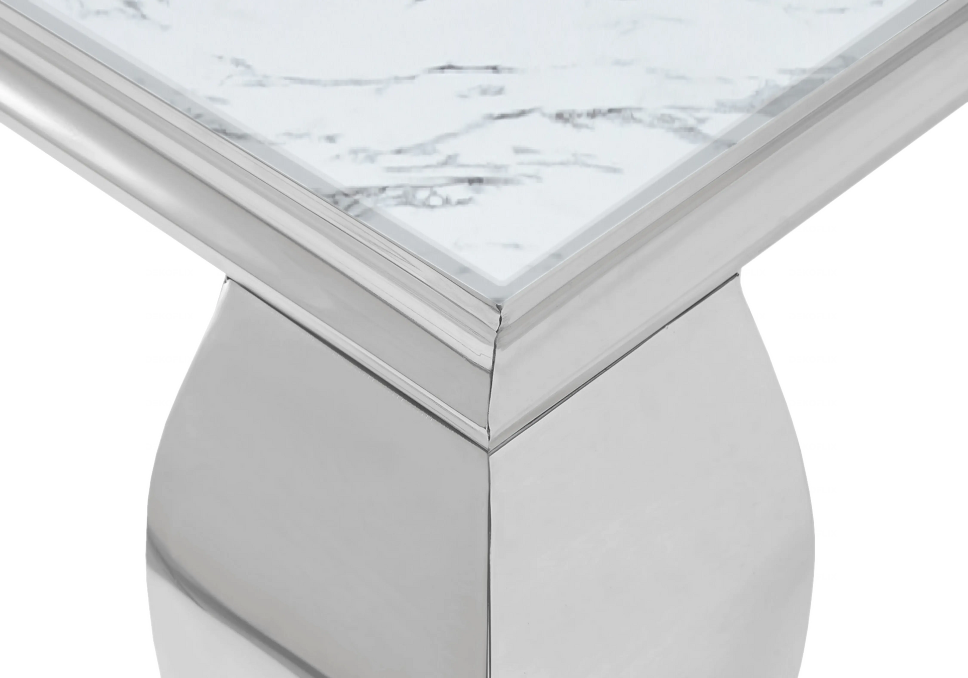Salle à manger marbre blanc chaises velours noir argent - NEO New Design