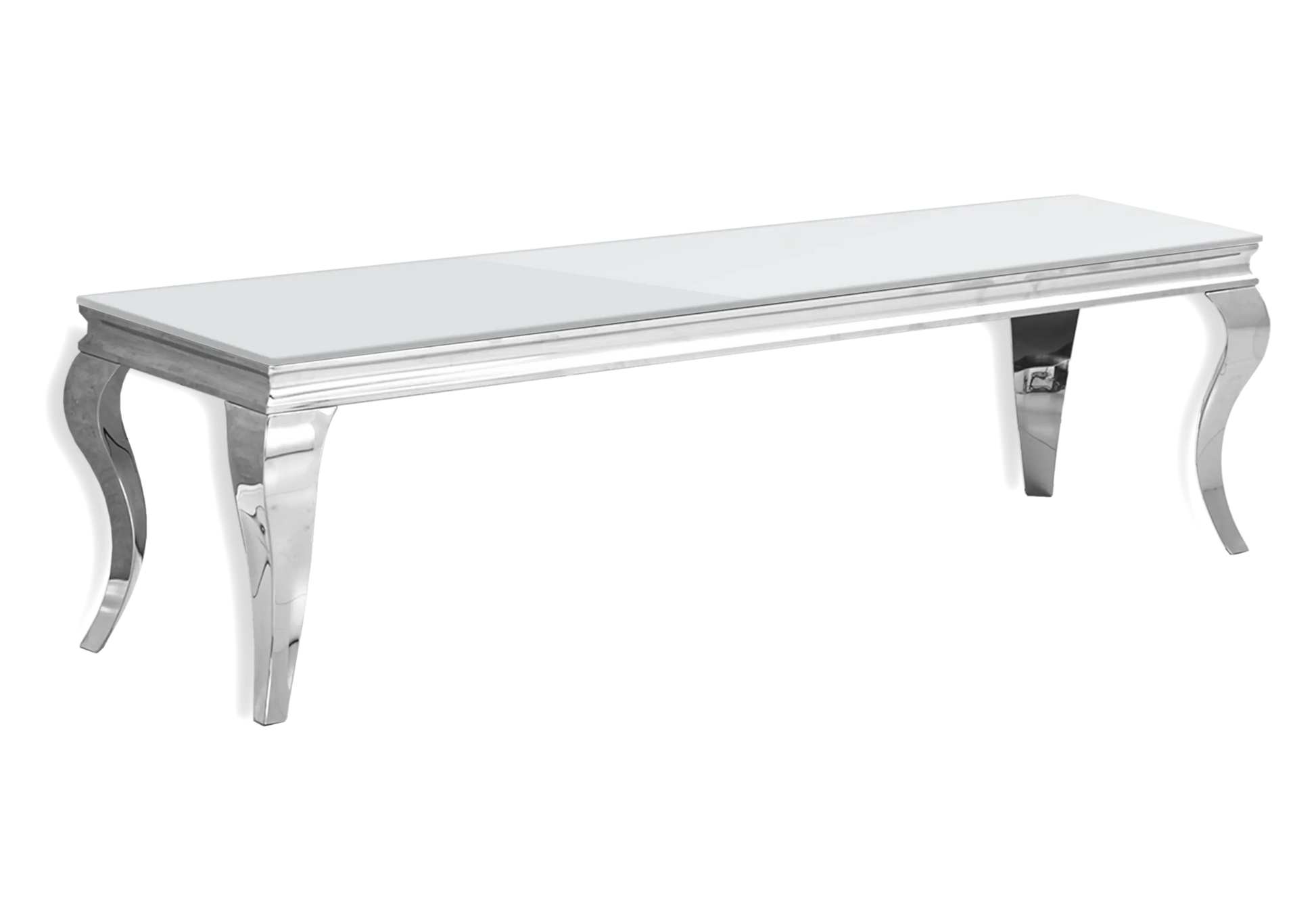 Salle à manger verre blanc chaises velours beige argent - NEO New Design